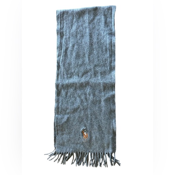 Ralph Lauren 100% Lambs Wool Scarf Grey - Picture 3 of 4